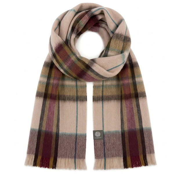 Taupe Alpaca Tartan Scarf - Sable by Shupaca