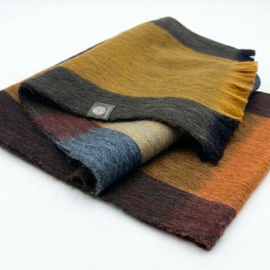 Teal Alpaca Plaid Scarf - Iridescent by Shupaca