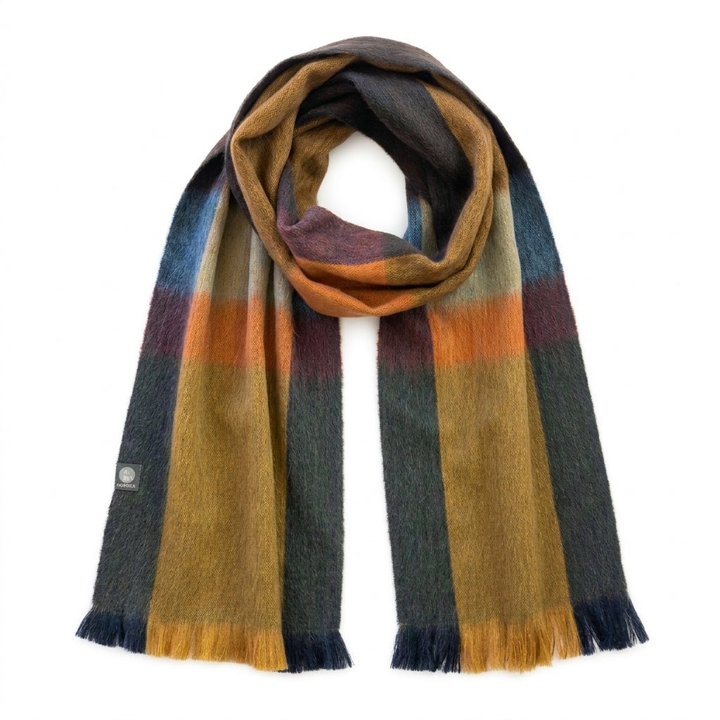 Teal Alpaca Plaid Scarf - Iridescent by Shupaca