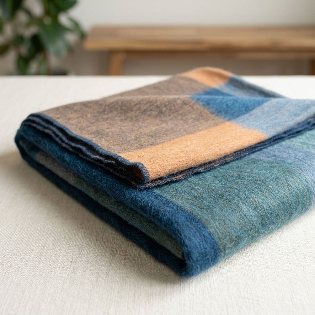 Teal Alpaca Throw Blanket - Iridescent by Shupaca