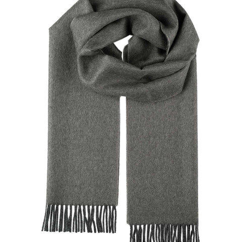Grey 100% baby alpaca scarf in Carbon with graphite tones, Shupaca