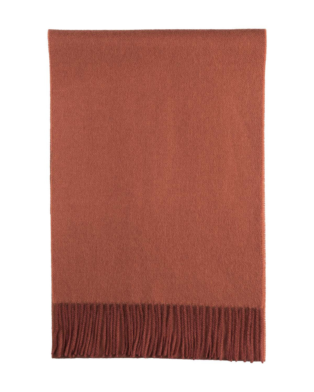 Crimson 100% baby alpaca scarf with burnt terracotta and brick orange tones, Shupaca