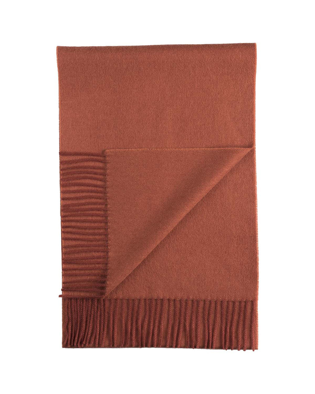 Crimson 100% baby alpaca scarf with burnt terracotta and brick orange tones, Shupaca