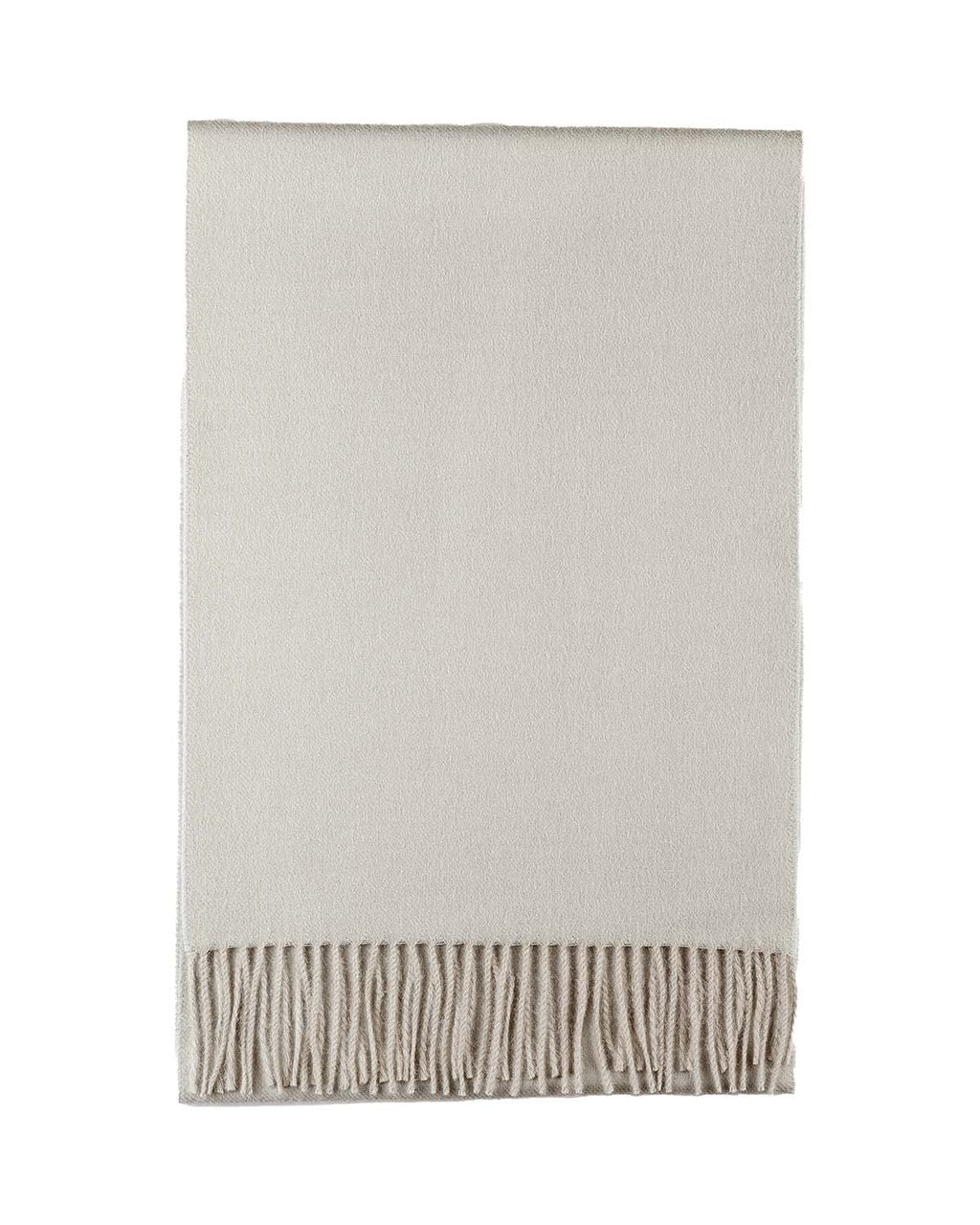 Gray 100% baby alpaca scarf in London Fog with heathered greige, Shupaca