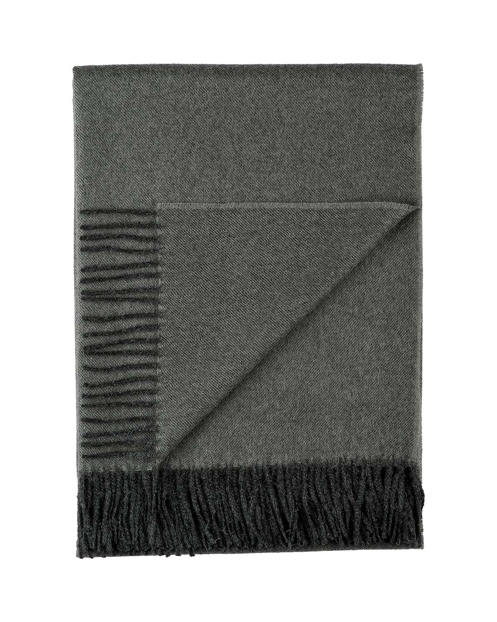 Charcoal 100% baby alpaca throw blanket in Carbon with midnight black, Shupaca
