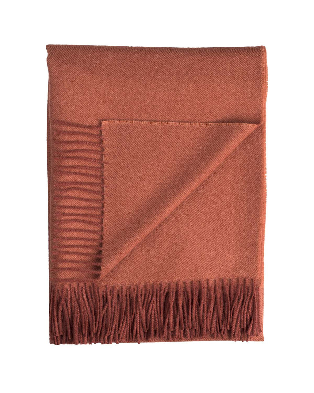 Crimson 100% baby alpaca throw blanket with terracotta and cinnamon, Shupaca