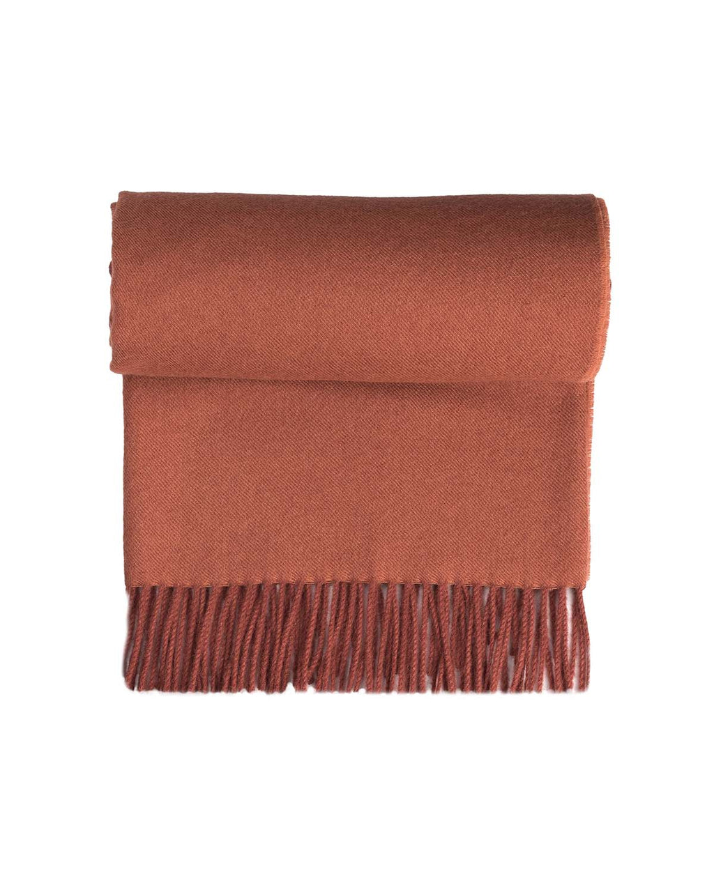 Crimson 100% baby alpaca throw blanket with terracotta and cinnamon, Shupaca