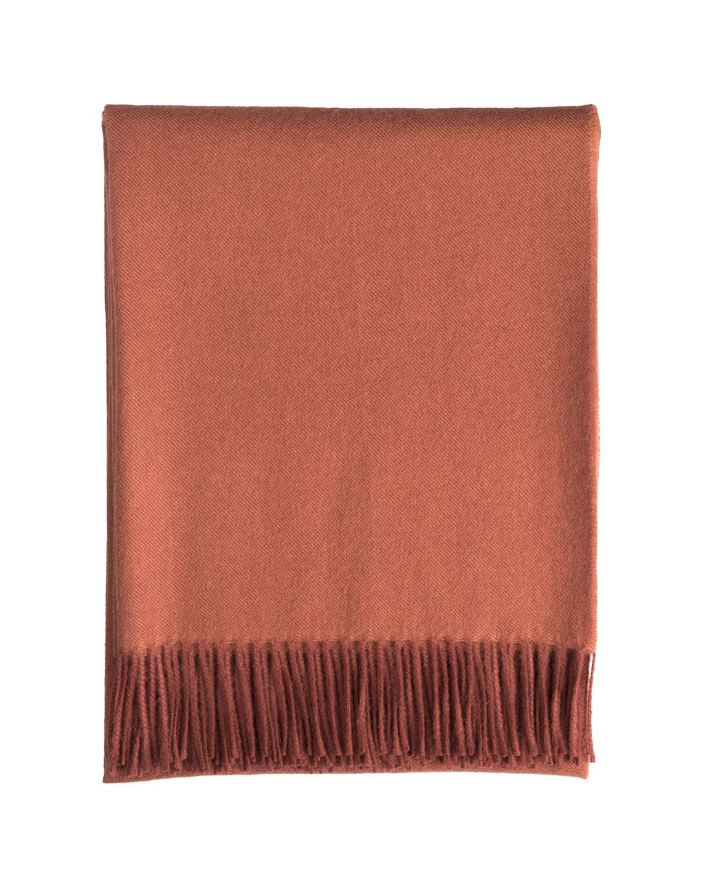 Crimson 100% baby alpaca throw blanket with terracotta and cinnamon, Shupaca