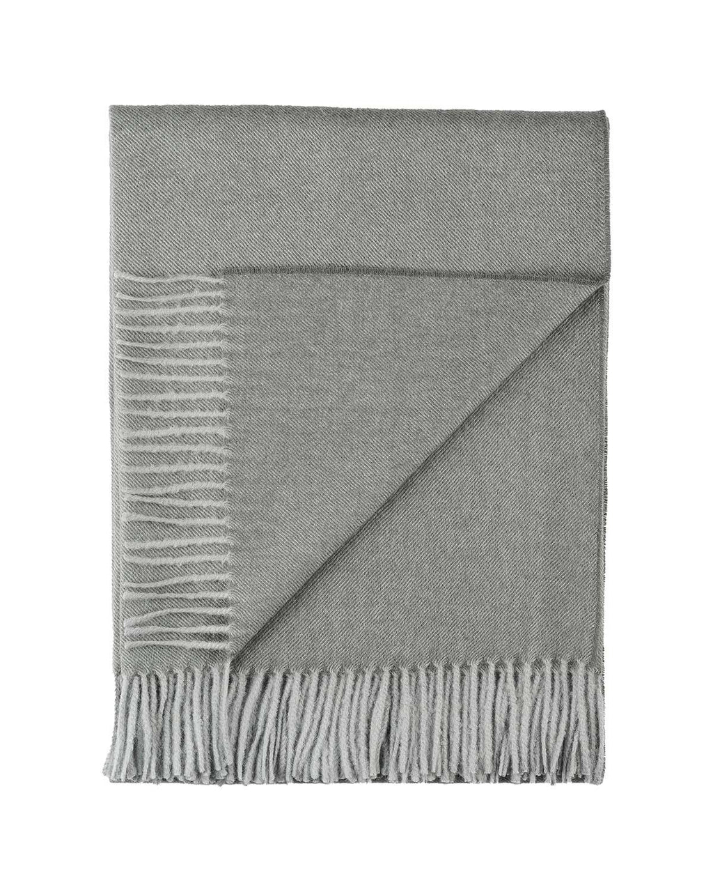 Grey 100% baby alpaca throw blanket in Iron Ore with silver tones, Shupaca