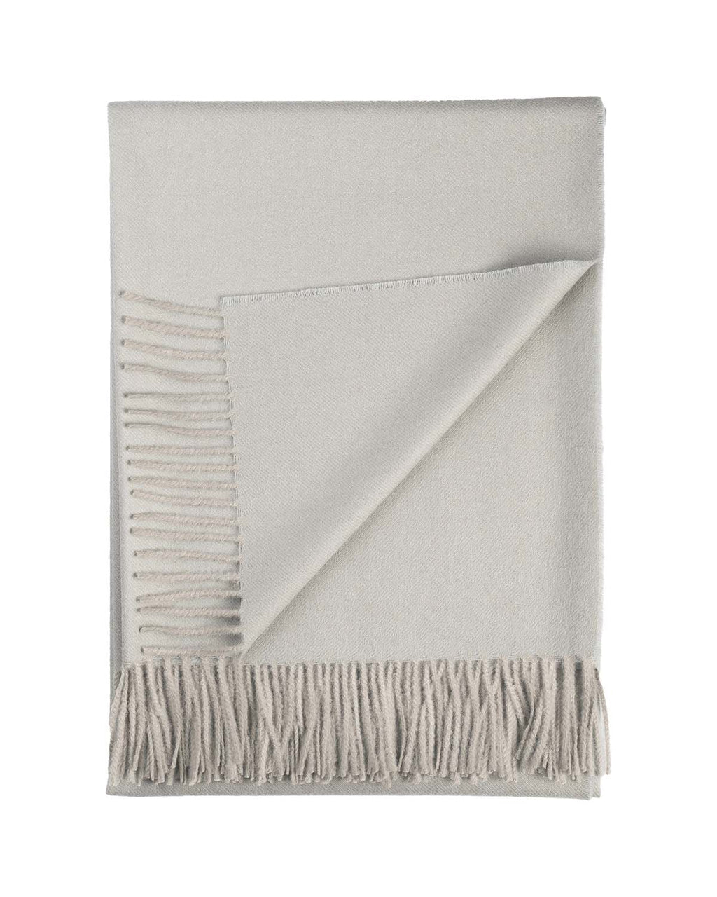 Cream 100% baby alpaca throw blanket in London Fog with beige tones, Shupaca
