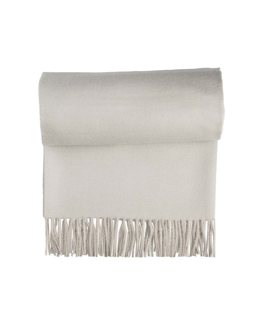 Cream 100% baby alpaca throw blanket in London Fog with beige tones, Shupaca