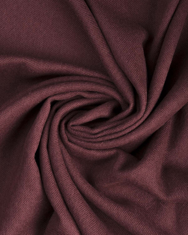 Wine 100% baby alpaca throw blanket in Malbec with fringe, Shupaca