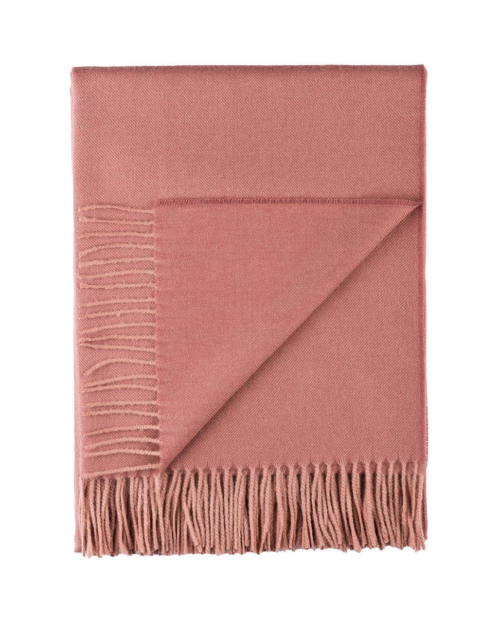 Rose 100% baby alpaca throw blanket in Persimmon with blush undertones, Shupaca