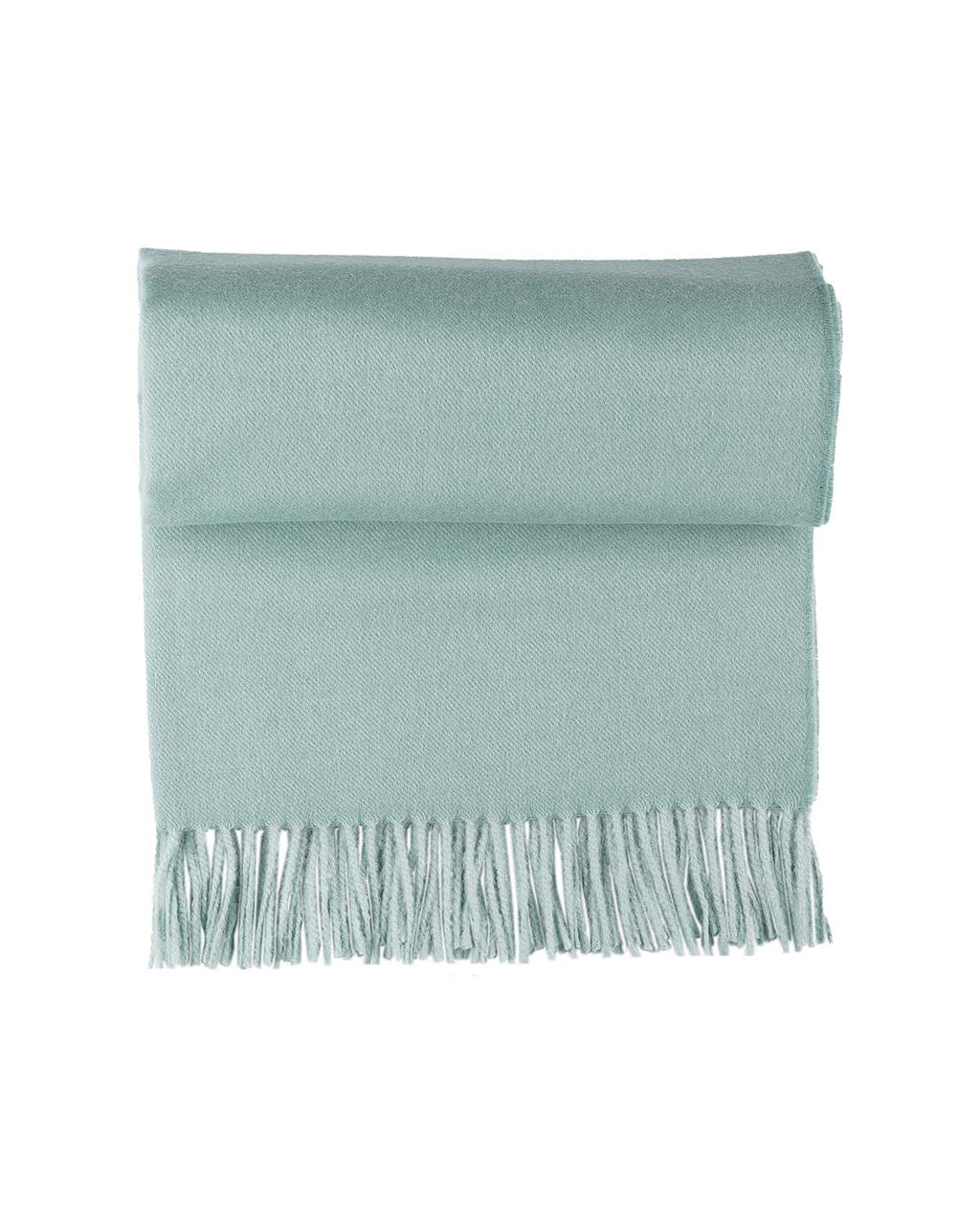 Sage 100% baby alpaca throw blanket in Sea Glass with mint tones, Shupaca