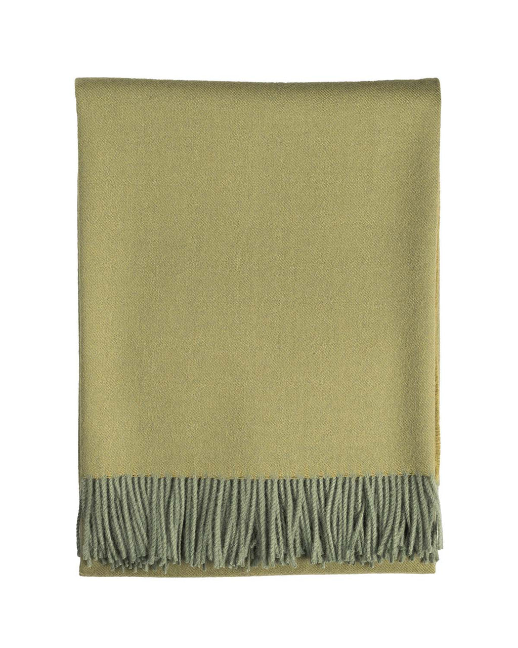 Olive green 100% baby alpaca throw blanket in Tea Leaf with blue-green, Shupaca