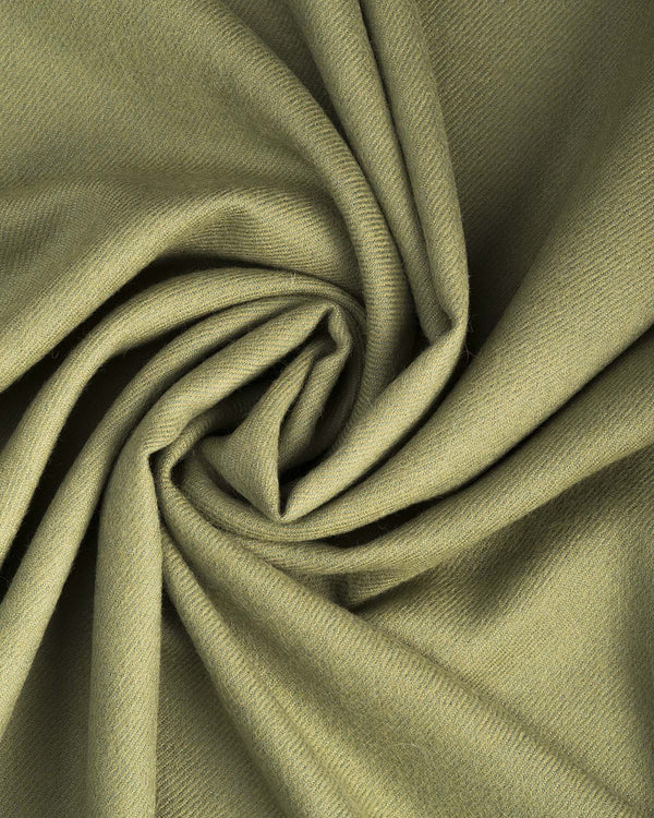 Olive green 100% baby alpaca throw blanket in Tea Leaf with blue-green, Shupaca