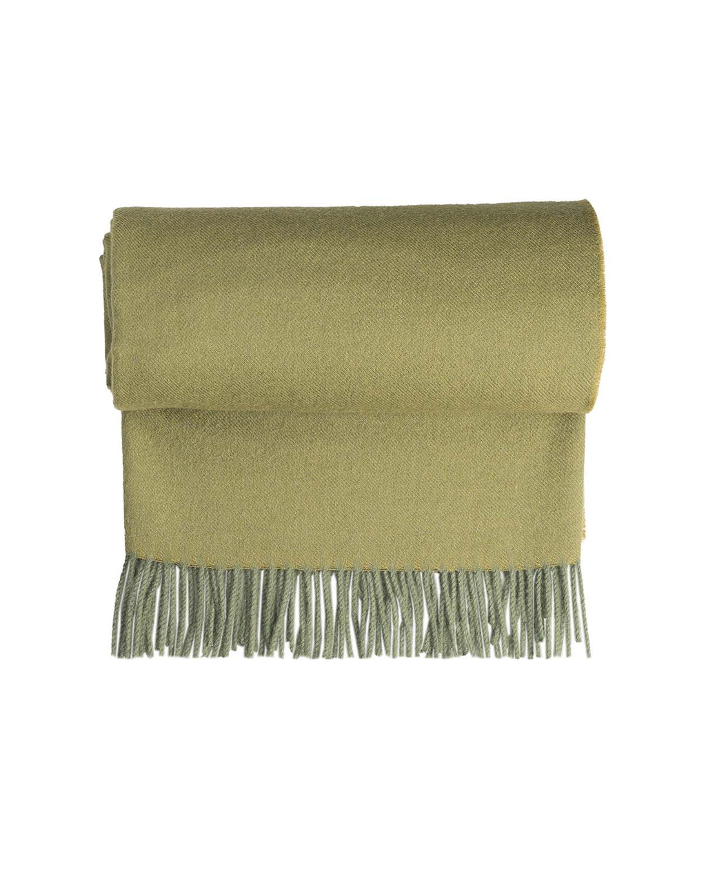 Olive green 100% baby alpaca throw blanket in Tea Leaf with blue-green, Shupaca