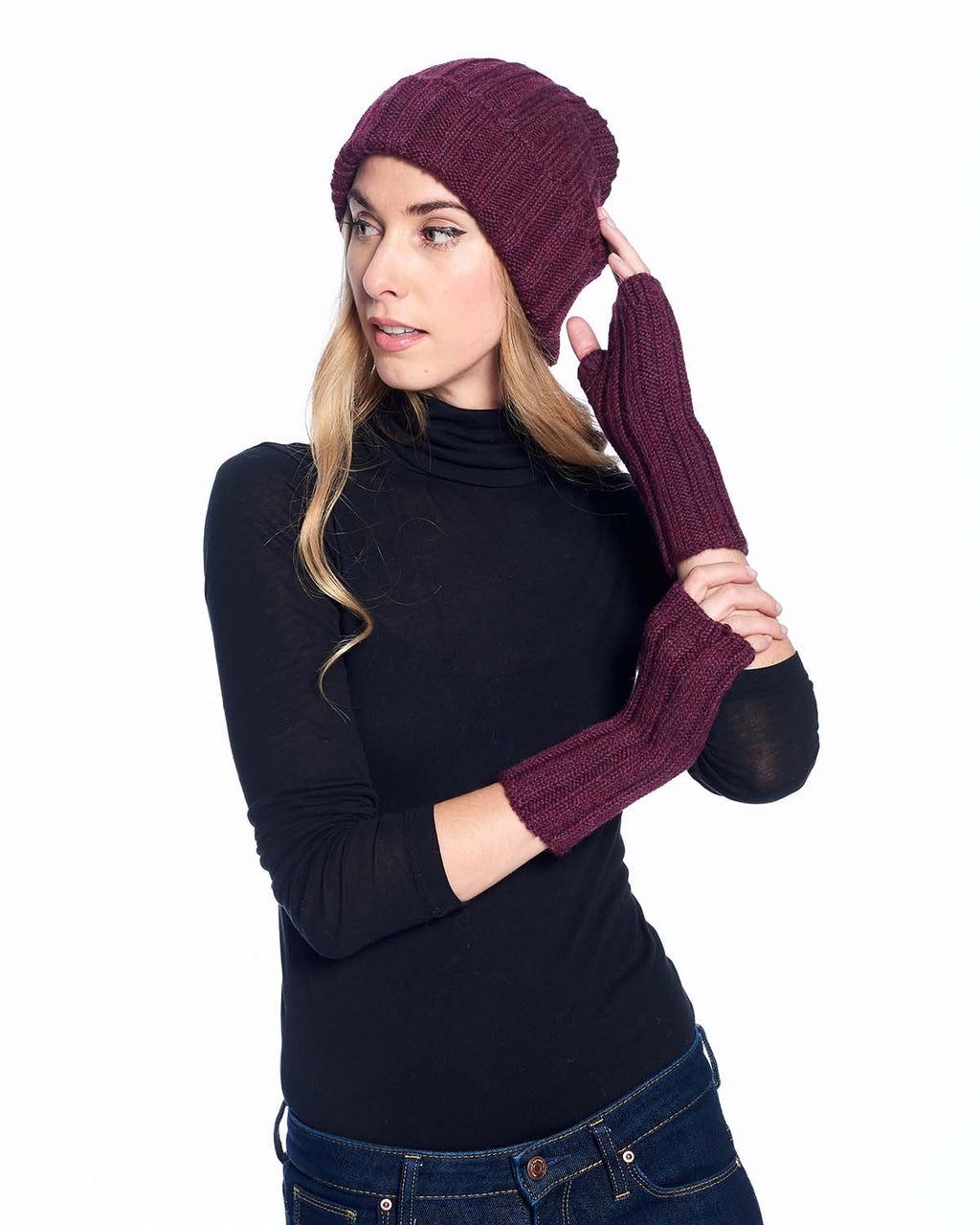 Burgundy alpaca beanie in Marsala with wine tones, Shupaca