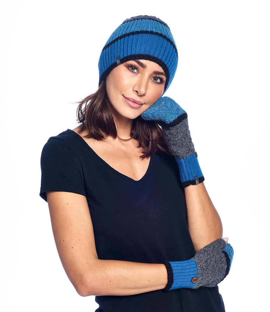 Alpaca Beanie Hat - Color Block - Azul by Shupaca