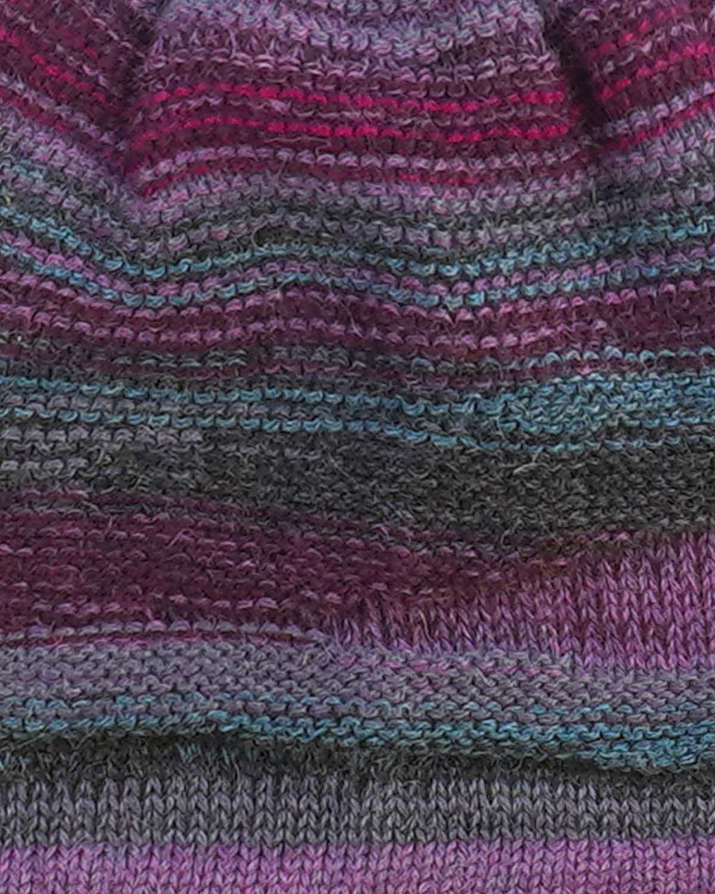Plum alpaca beanie in Fig with forest green stripes, Shupaca