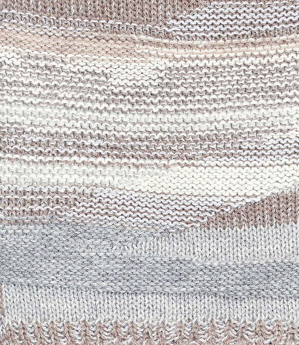 Ivory alpaca beanie with stone beige stripes, Shupaca