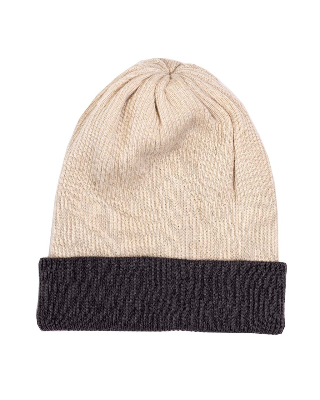 Oatmeal alpaca reversible ribbed beanie in creamy neutral, Shupaca