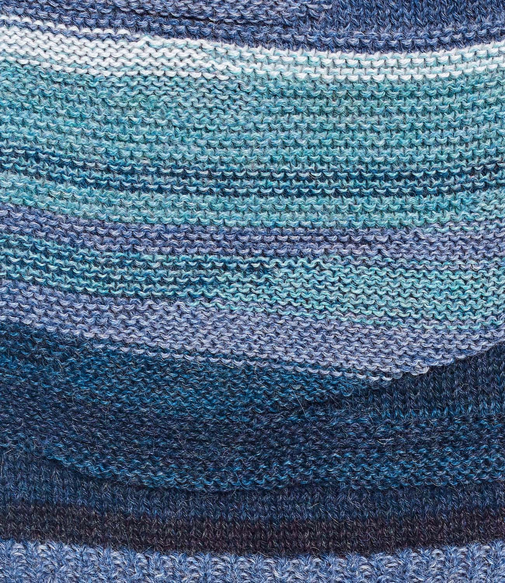Sky Blue alpaca gloves in Azul with deep navy stripes, Shupaca
