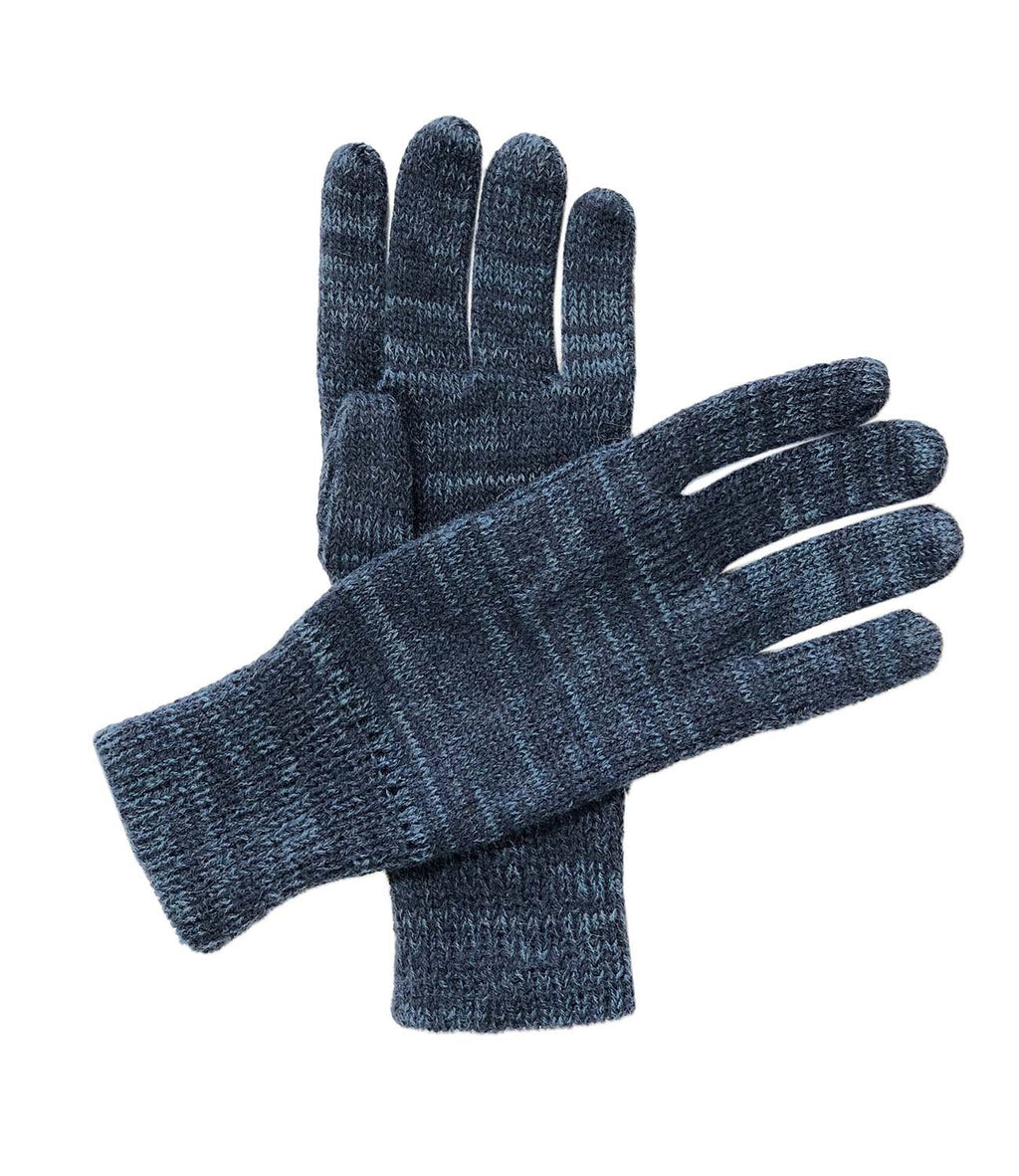 Blue alpaca gloves in Cascade with denim marled, Shupaca