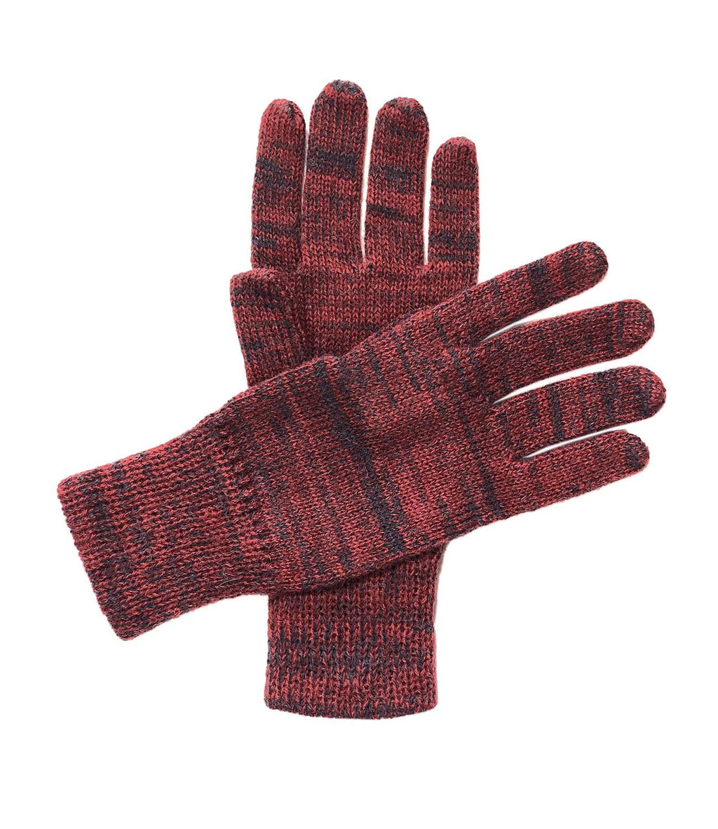 Crimson alpaca gloves with deep red and smoky grey marled, Shupaca