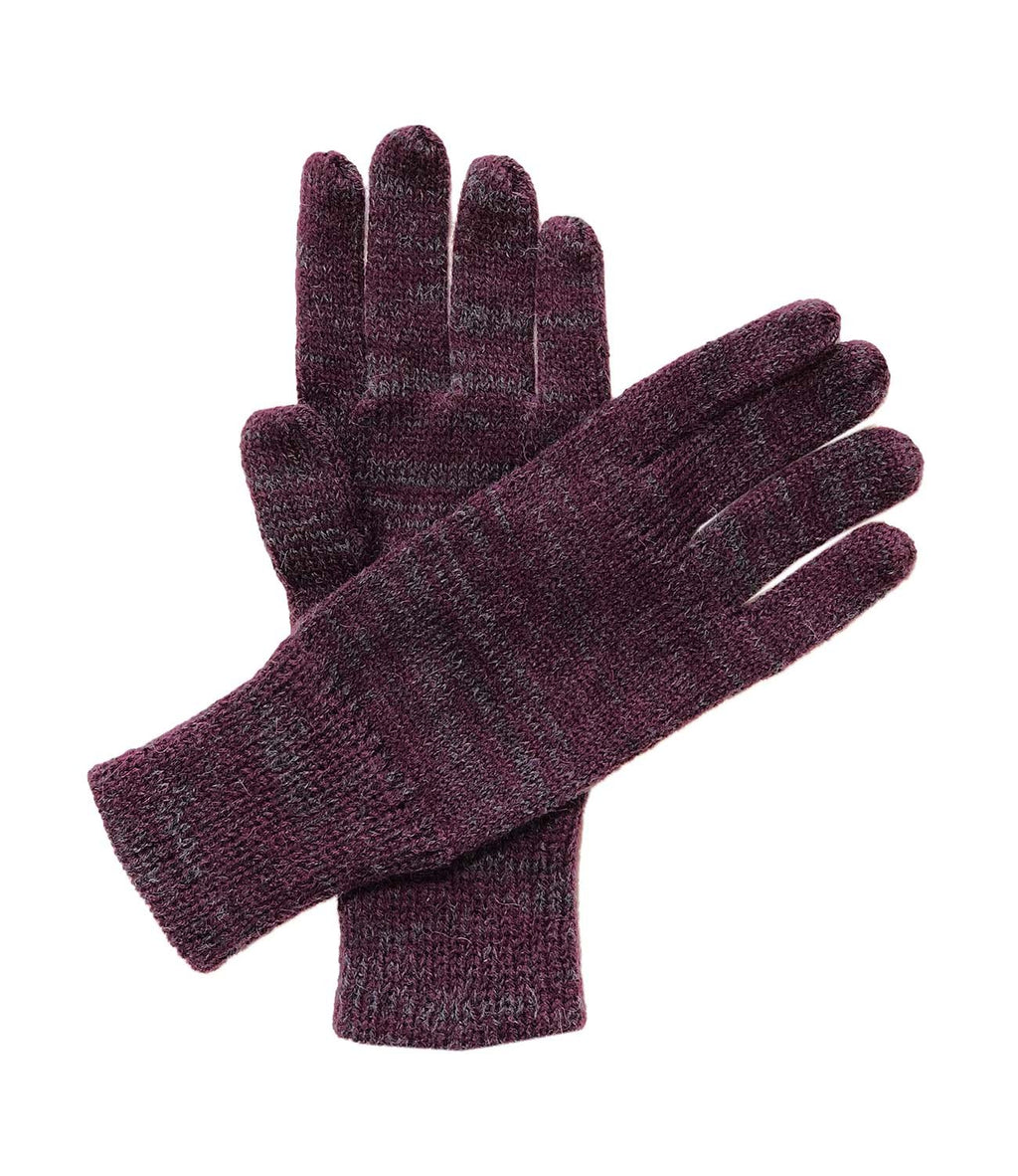 Eggplant alpaca gloves with plum and charcoal marled, Shupaca