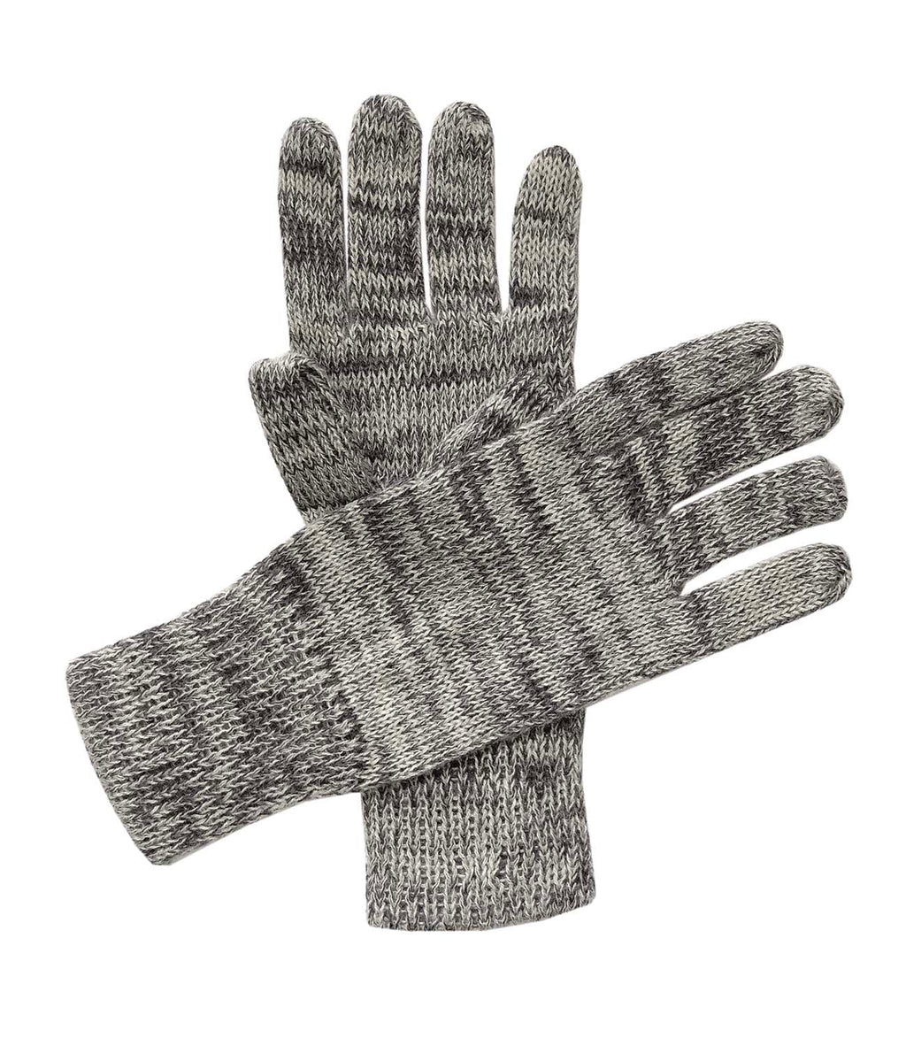 Stone alpaca gloves with misty grey and silver marled, Shupaca