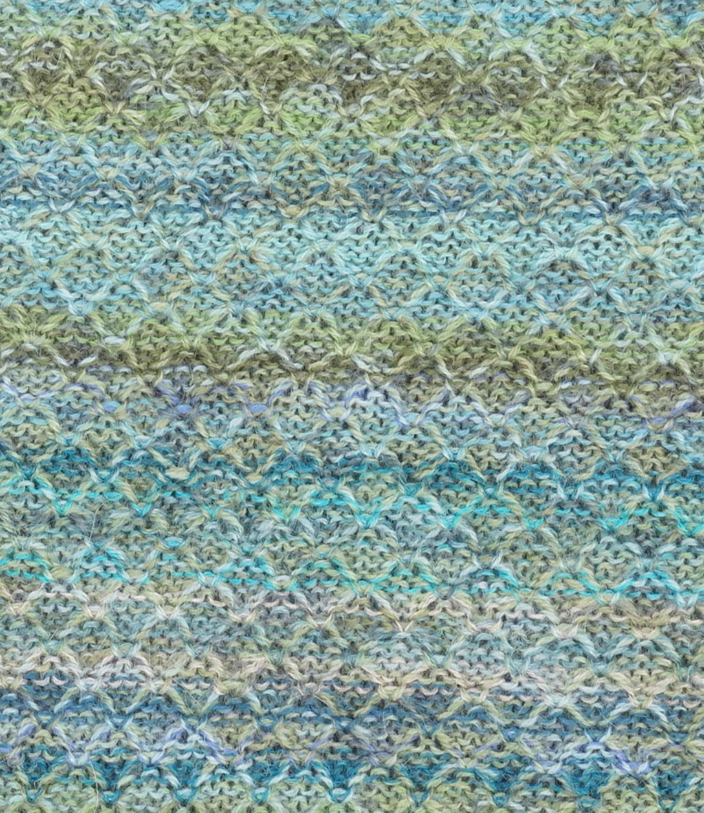Green alpaca gloves in Seaweed with ocean blue accents, Shupaca