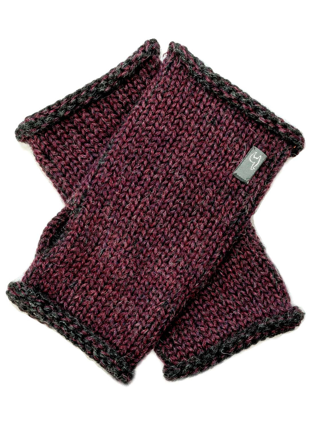Charcoal alpaca gloves in Sangria with mulberry accents, Shupaca