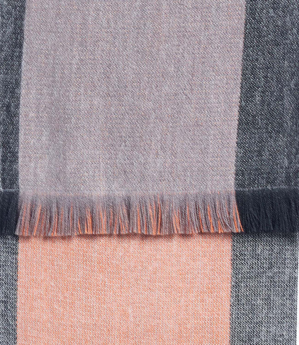 Old Leather alpaca reversible scarf with warm earth and charcoal tones, Shupaca