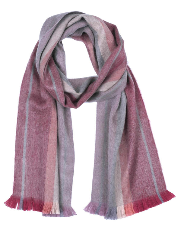 Baby Alpaca and Silk Blend Plum and Grey Reversible Scarf, 'Options in Plum