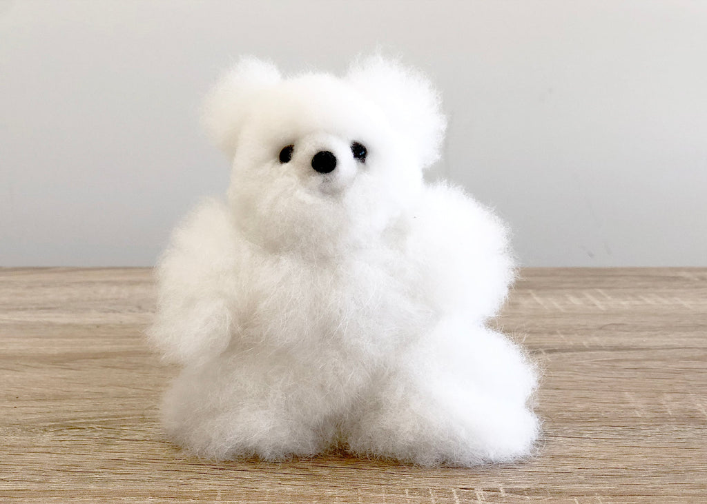 Alpaca stuffed bear, 7-inch micro, creamy beige, Shupaca