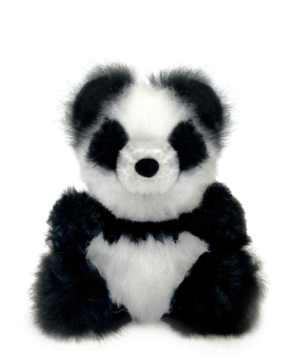 Alpaca stuffed panda, 9-inch, black and white hand-trimmed, Shupaca