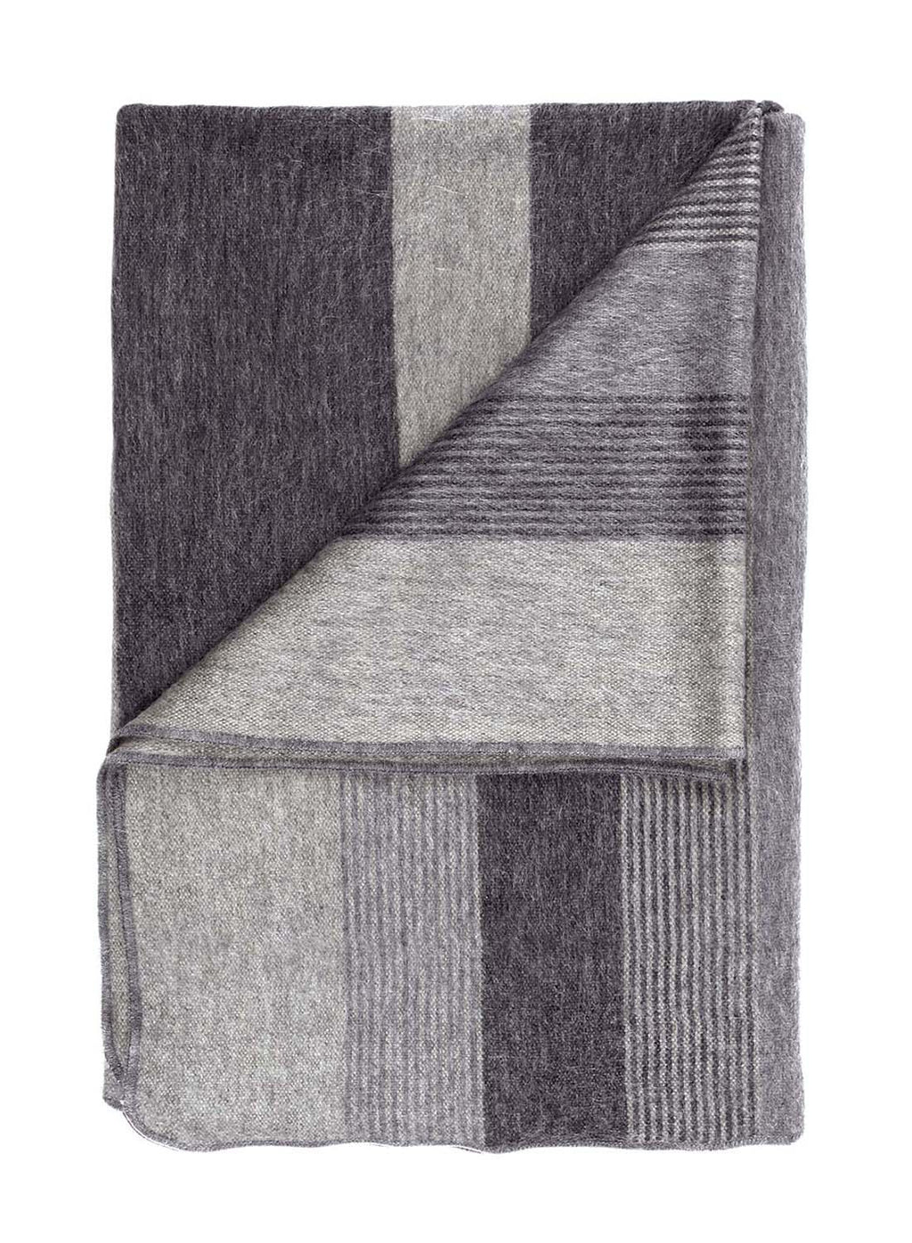 Charcoal alpaca throw blanket with tonal grey ribbed texture, Shupaca