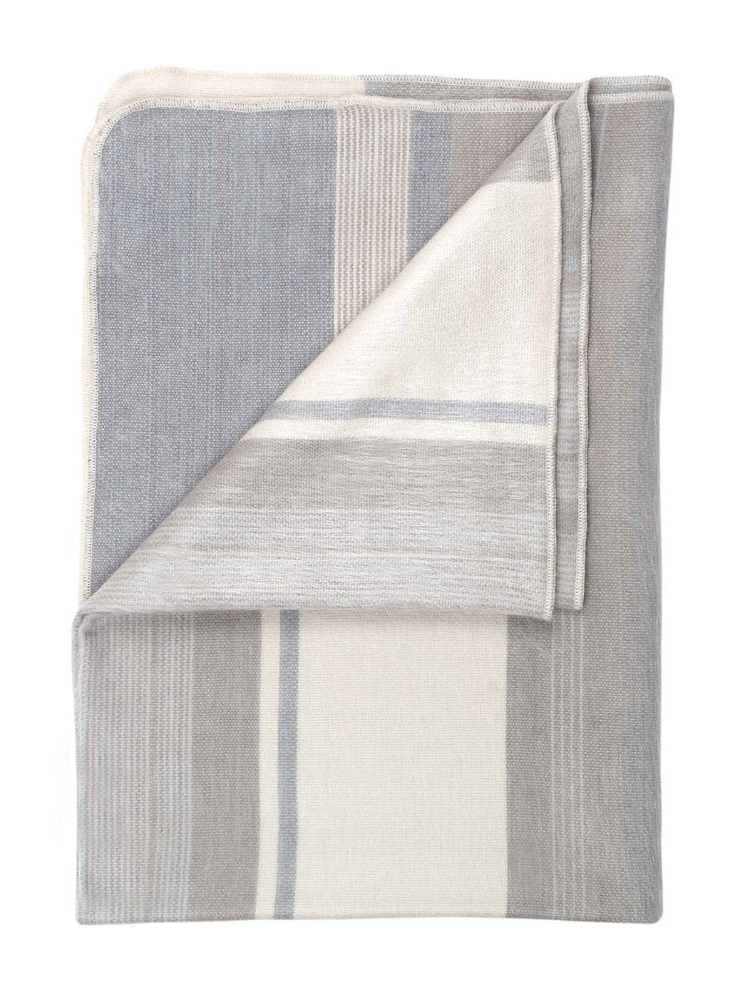 Silver Birch alpaca throw blanket with white and ivory linear pattern, Shupaca