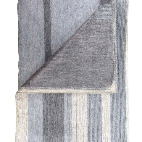 Cream alpaca throw blanket in Vanilla Bean with grey and sand subtle stripes, Shupaca