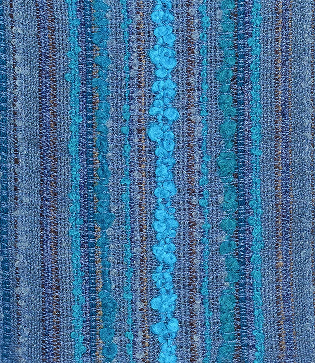 Capri Blue alpaca infinity scarf with ocean teal and sky blue bouclé, Shupaca