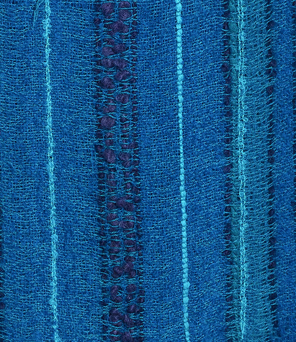 Deep Sea alpaca infinity scarf with marine blue and aqua bouclé, Shupaca
