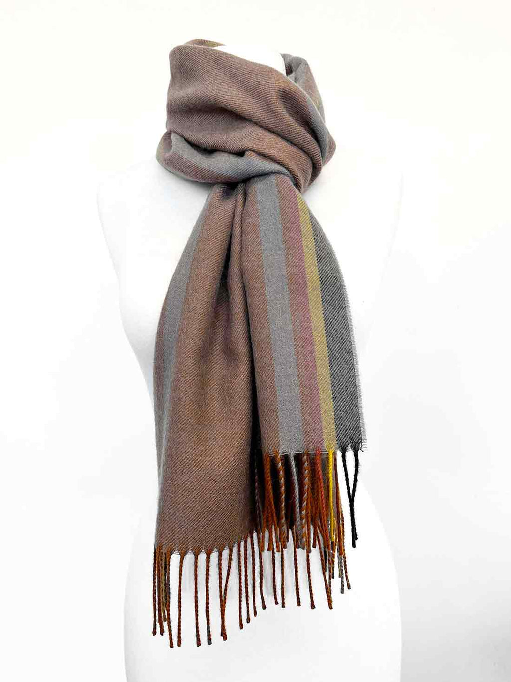 Russet 100% baby alpaca scarf in Copper Mine with amber and honey tones, Shupaca