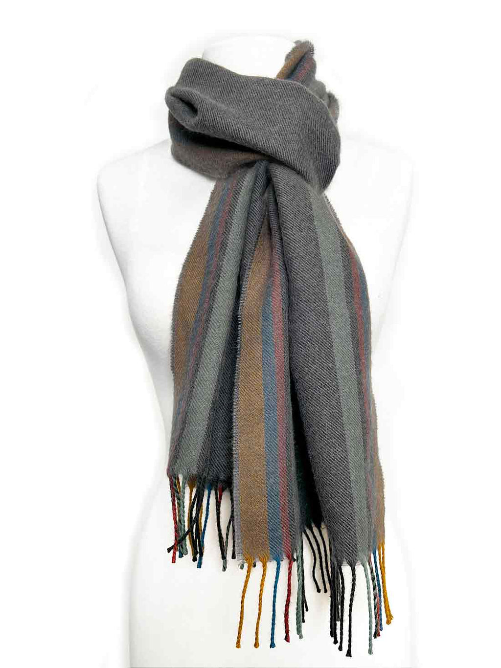 Charcoal 100% baby alpaca scarf in Meteorite with herringbone texture, Shupaca