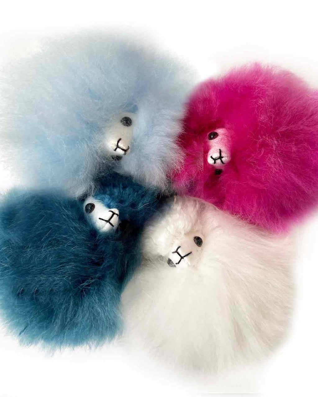 Mini alpaca keychain, 6-inch, in light blue and fuchsia colors, Shupaca