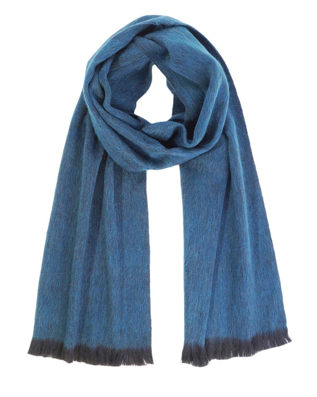 Blue Stone alpaca scarf with ocean blue and slate tones, Shupaca