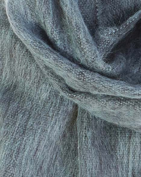 Blue alpaca scarf in Mineral Mist with slate and smoke grey, Shupaca