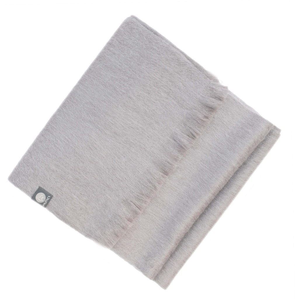 Light grey alpaca scarf in Pearl, minimalist neutral, Shupaca