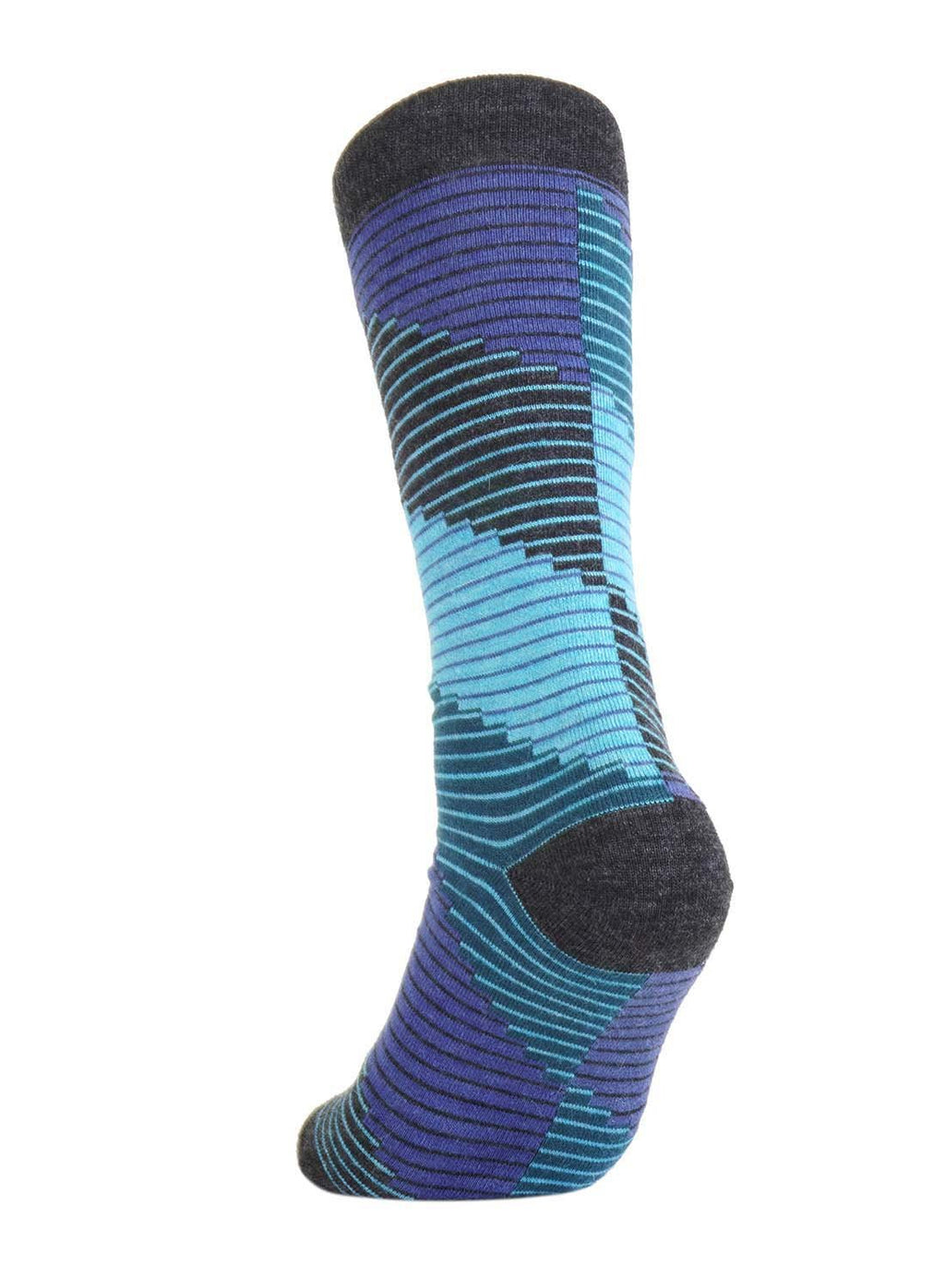 Aqua alpaca socks with ocean teal and powder blue wave pattern, Shupaca