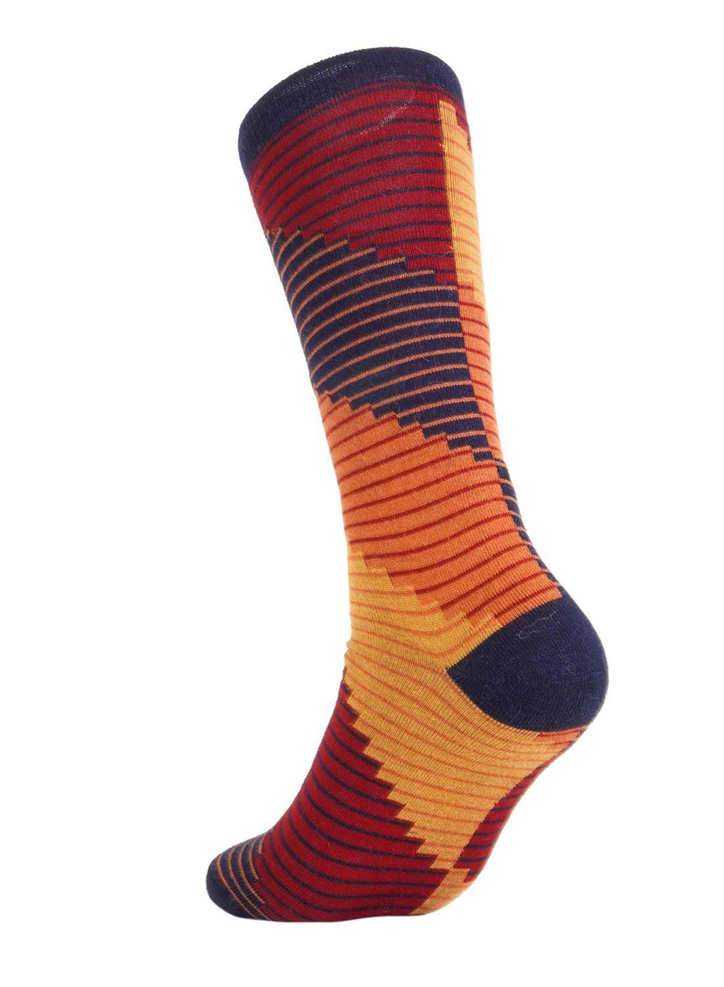 Golden alpaca socks in Autumn with wine red and midnight navy, Shupaca